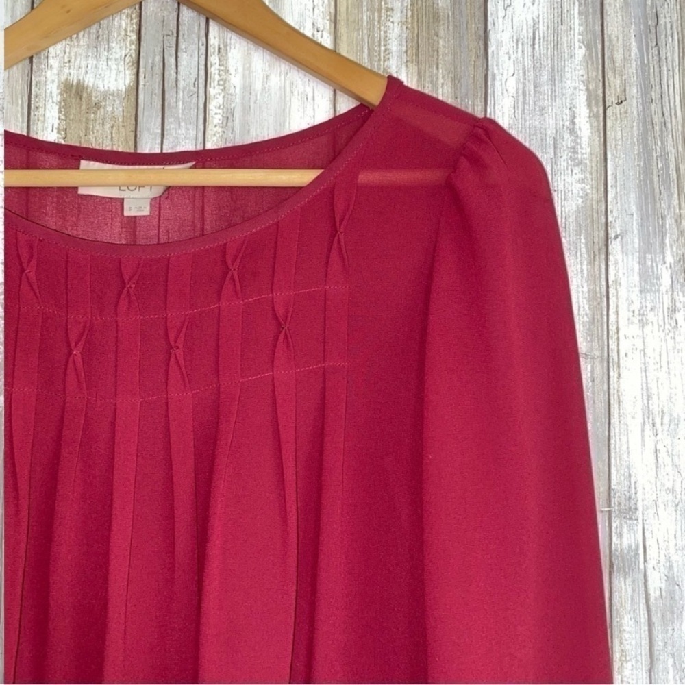 Loft Maroon Sheer Blouse - Picture 2 of 4